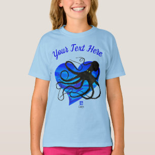 T-shirt Octopus sur deux tons Bleu - Tee à manches longues
