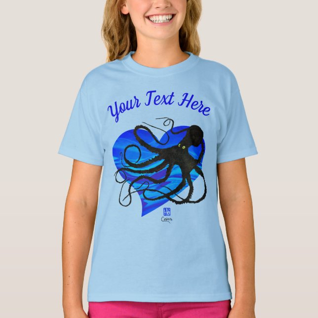 T-shirt Octopus sur deux tons Bleu - Tee à manches longues (Devant)