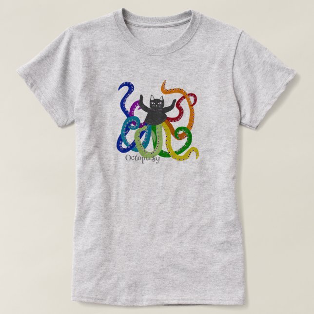 T-Shirt Octopussy Octopus Chat mignon  (Design devant)