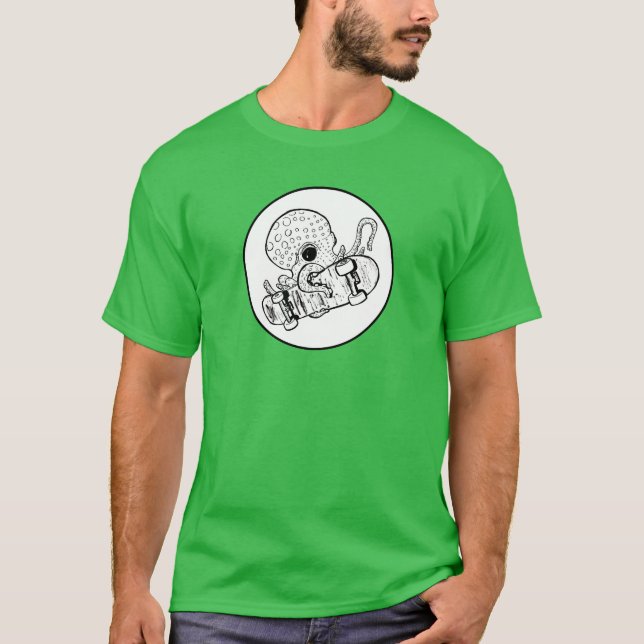 T-shirt Octoskate 1 - Octopus en skateboard  (Devant)