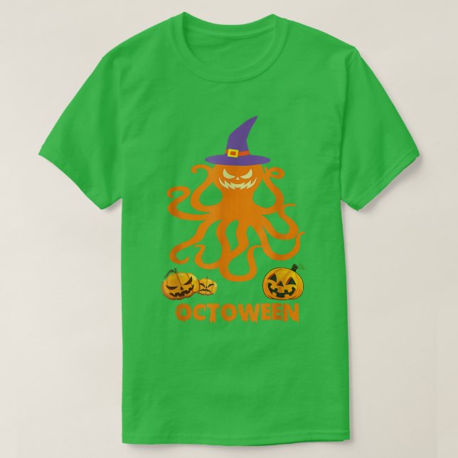 T-shirt Octoween Joyeux Halloween Funny Citrouille Octopus (Design devant)