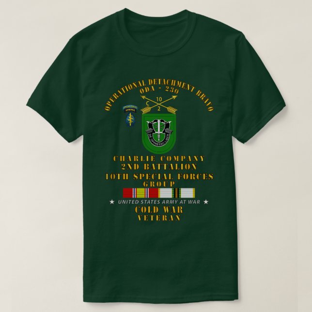T-shirt ODB 230 C Co 2nd Bn 10th SFG w COLD SVC (Design devant)