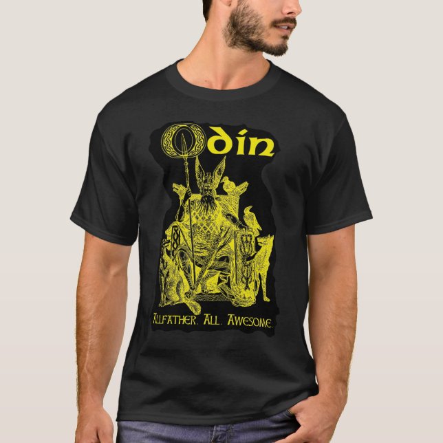 T-shirt ODIN ! Or sur le noir (Devant)
