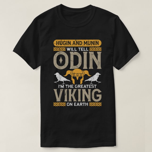 T-shirt Odin Viking Casque Hugin et Munin Nordic Mytholog (Design devant)