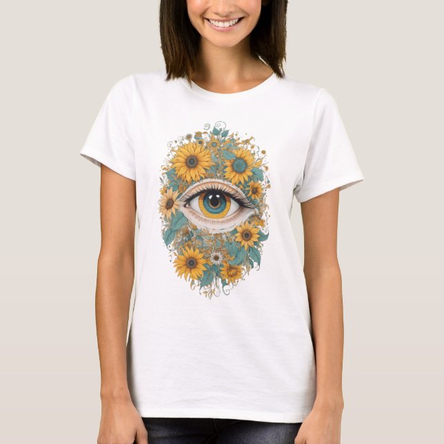 T-shirt Oeil avec fleurs jaunes (Devant)