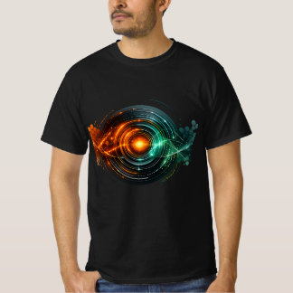 T-shirt Œil d'énergie futuriste orange sarcelle abstrait
