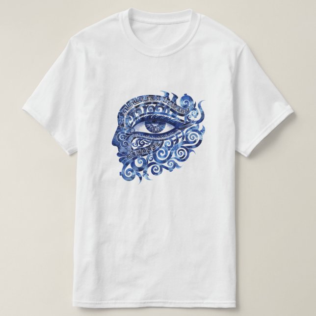 T-shirt Oeil mal grec Abstrait avec clé grecque (Design devant)
