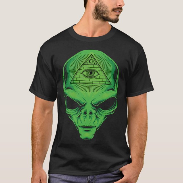 T-shirt Œil omniscient extraterrestre Illuminati Style gra (Devant)