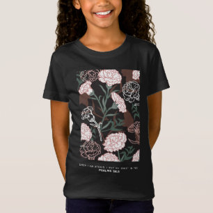 T-Shirt Œillets roses délicats avec fleurs de feuilles ver