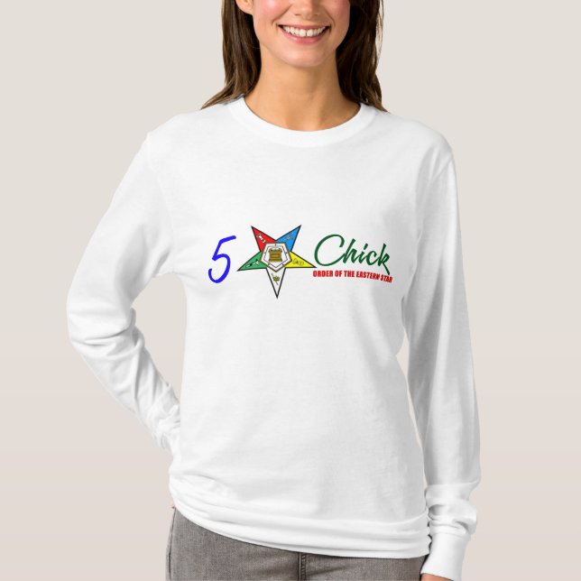 T-shirt OES : poussin cinq étoiles (blanc de LS) (Devant)
