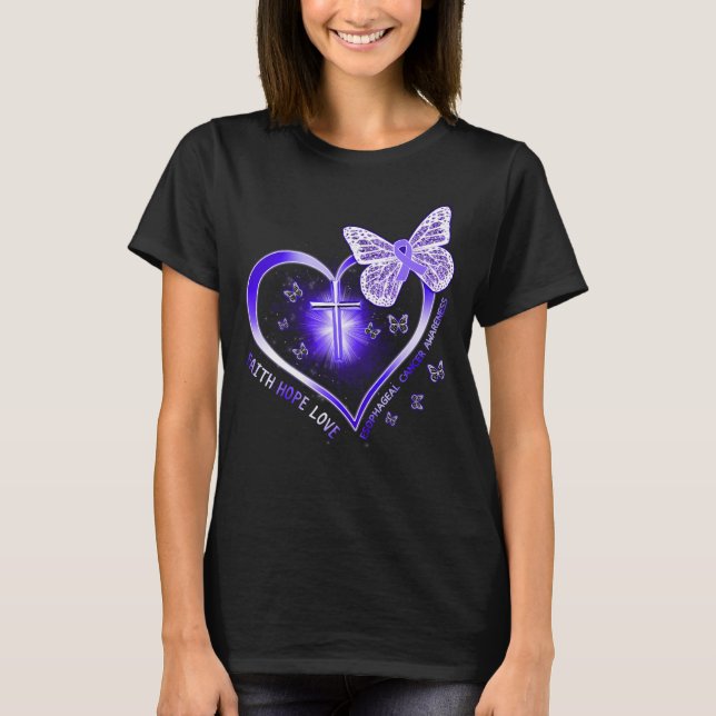 T-shirt oesophage cancer coeur croix cadeau guerrier (Devant)