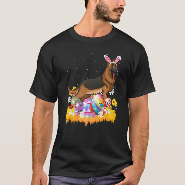 T-shirt Oeuf de Pâques Berger allemand Chien de Pâques Dim (Devant)