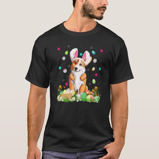 T-shirt Œuf de Pâques Chien Welsh Corgi drôle Dimanche de  (Devant)