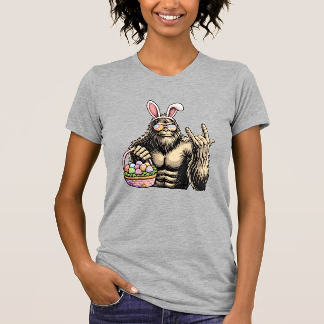 T-shirt Œuf de Pâques drôle de Bigfoot Rock Sasquatch Jour (Devant)