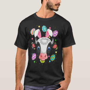 T-shirt Œuf de Pâques Lapin Oreille Vache Visage Dimanche