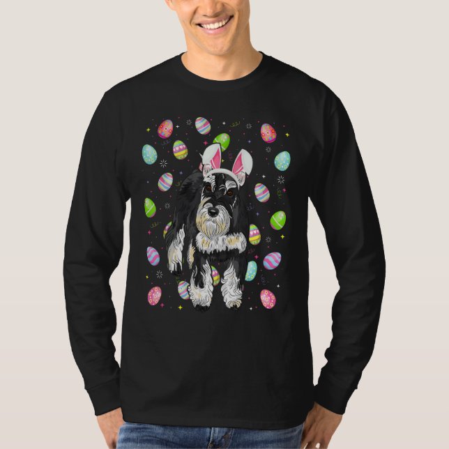 T-shirt OEuf de Pâques Miniature Schnauzer Chien Dimanche  (Devant)