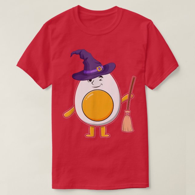 T-shirt Oeuf Dévasté Avec Casquette De Sorcière Halloween  (Design devant)