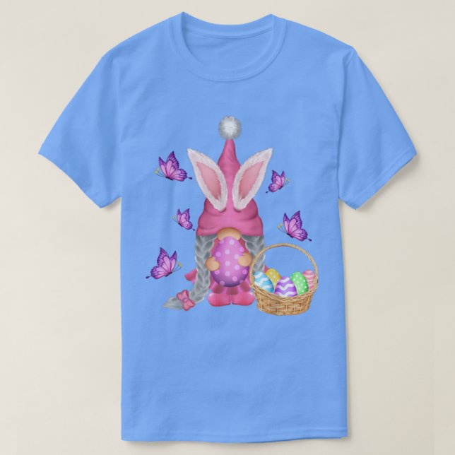 T-shirt Oeuf Lapin Gnome Pâques Pour Filles Femmes Enfants (Design devant)