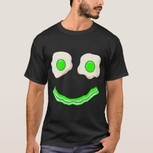 T-shirt Œufs au visage souriant vert et petit déjeuner jam