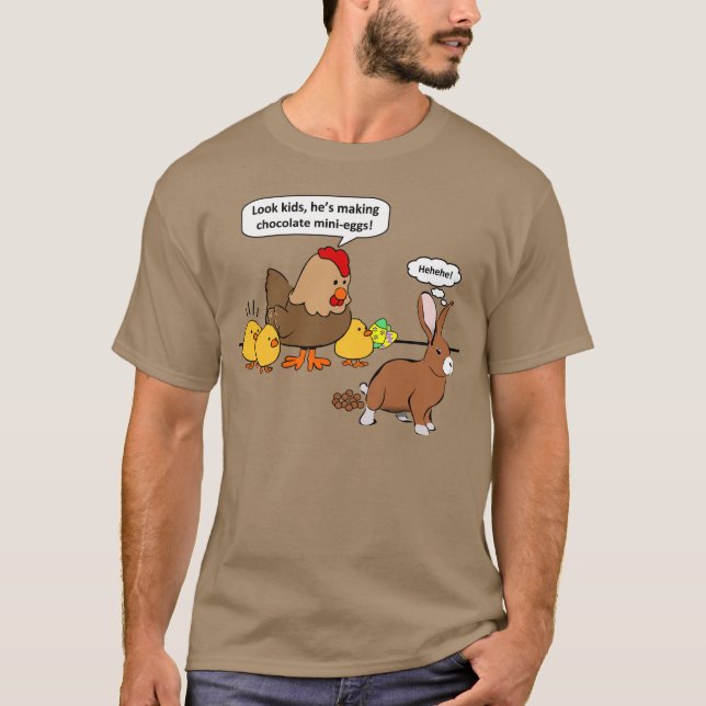 T-shirt Oeufs de chocolat drôles de lapin de Pâques (Devant)