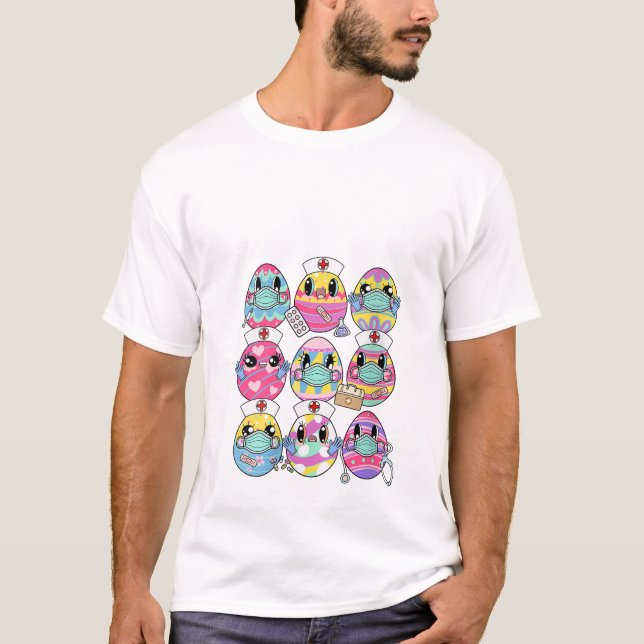 T-shirt OEufs de lapin colorés Pâques (Devant)