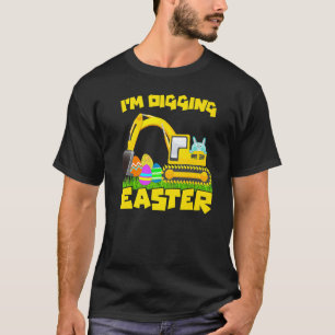 T-shirt OEufs de lapin de Pâques creusant tracteur Excavat