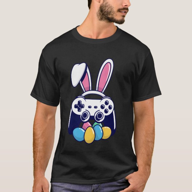 T-shirt Œufs de lapin de Pâques manette de jeu (Devant)