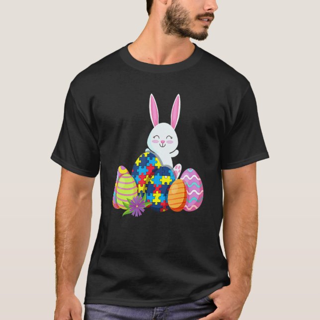 T-shirt Œufs de lapin de Pâques puzzle de sensibilisation  (Devant)