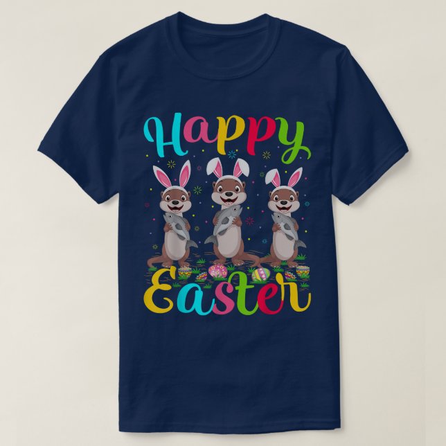 T-shirt Oeufs de Pâques Bunny Loupe de mer Joyeux E (Design devant)