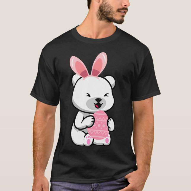 T-shirt Oeufs de Pâques Chasse Bunny Ours de poitrine de p (Devant)