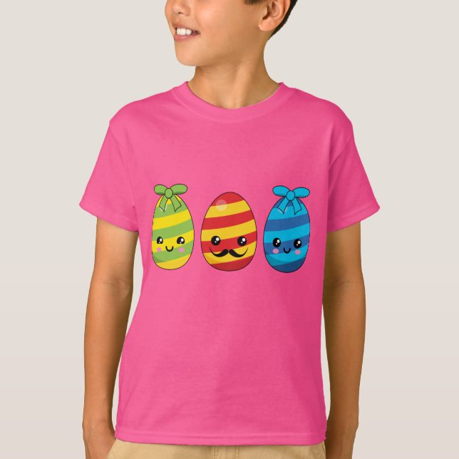 T-shirt Oeufs de Pâques de Kawaii avec des rubans (Devant)