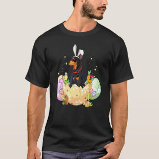 T-shirt Œufs de Pâques drôles Doberman Lapin Chien Chrétie