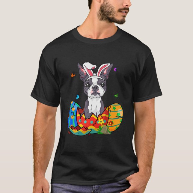 T-shirt OEufs de Pâques Français Chien de lapin Chien Cade (Devant)
