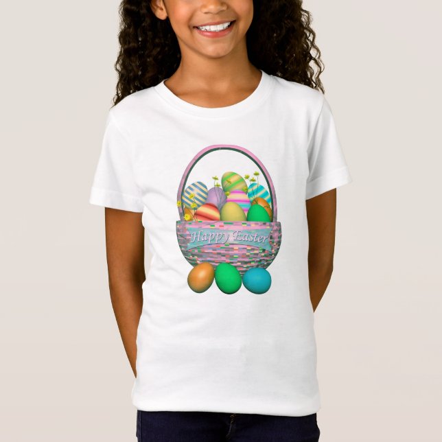 T-Shirt Oeufs de Pâques peints en panier (Devant)