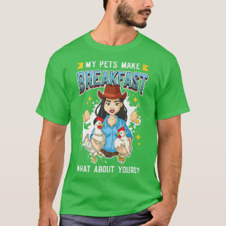 T-shirt Oeufs De Poulet Mes Animaux Faire Petit Déjeuner P
