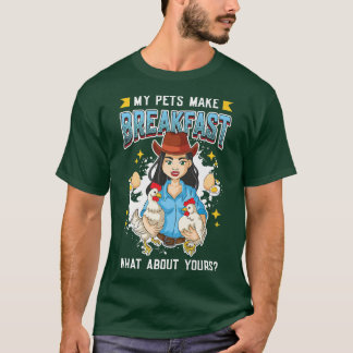 T-shirt Oeufs De Poulet Mes Animaux Faire Petit Déjeuner P