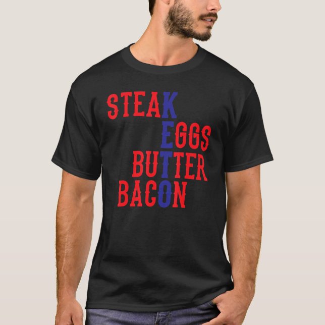 T-shirt Oeufs de Steak Bacon Keto (Devant)