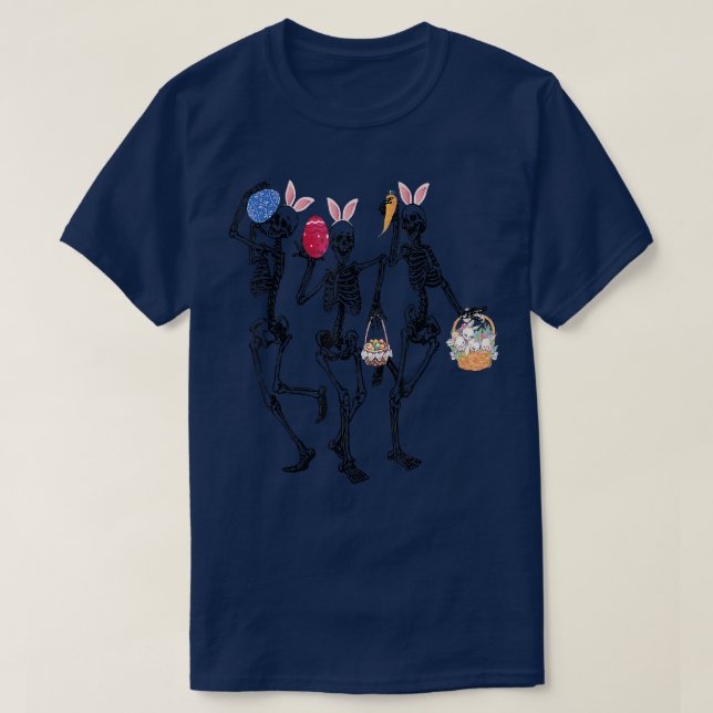 T-shirt Oeufs Easter Day Skeletons Danser Bunny Ear  (Design devant)