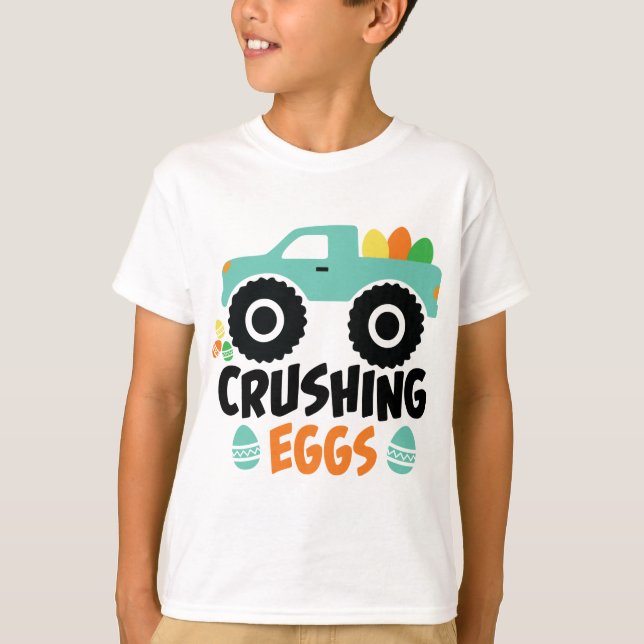 T-shirt Oeufs écrasants Cool Camion de Pâques moderne (Devant)