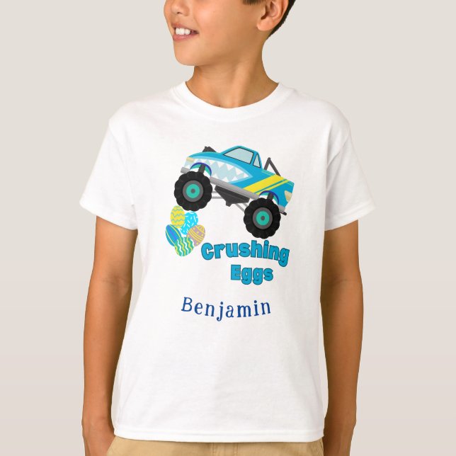 T-shirt Oeufs écrasants de Pâques Camion bleu Enfants (Devant)