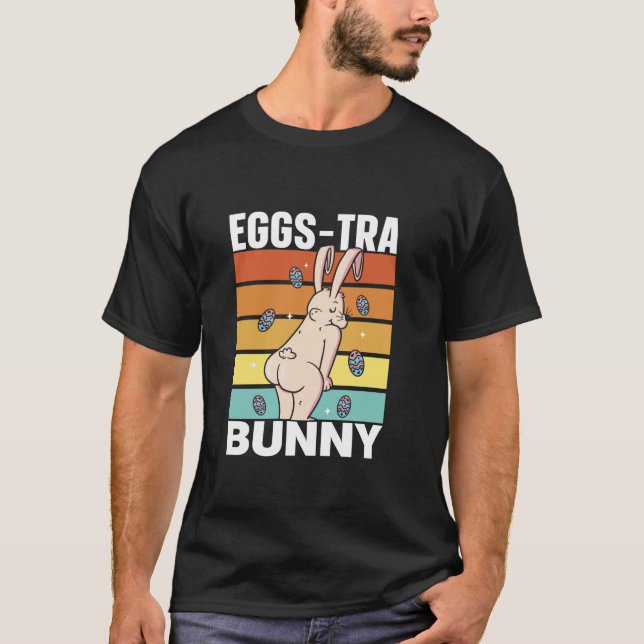 T-shirt OEufs Tra Bunny OEuf Joyeux Dit Pâques Long Sleev (Devant)
