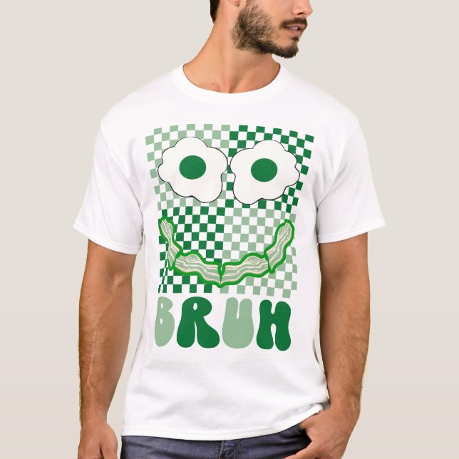 T-shirt Oeufs Visage Vert Bruh Et Jambon Bacon St Patrick (Devant)