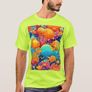 T-shirt Oeuvre colorée de la barrière de corail