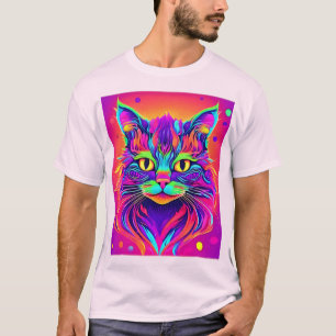 T-shirt Oeuvre colorée de Tête de Chat