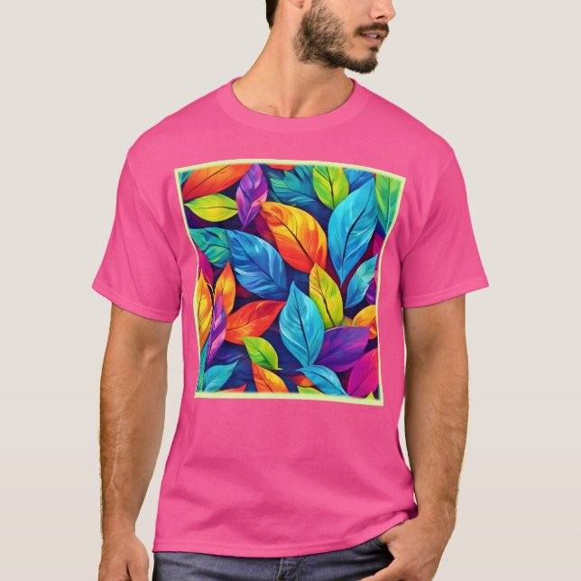 T-shirt Oeuvre colorée Motif de feuillage (Devant)