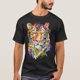 T-shirt OEuvre d'amoureux des animaux de Tiger coloré