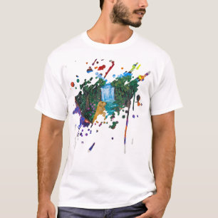 T-shirt Œuvre d'art artisanale – Chien près de la casc
