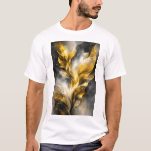 T-shirt Œuvre d'art botanique abstraite dorée pour mur