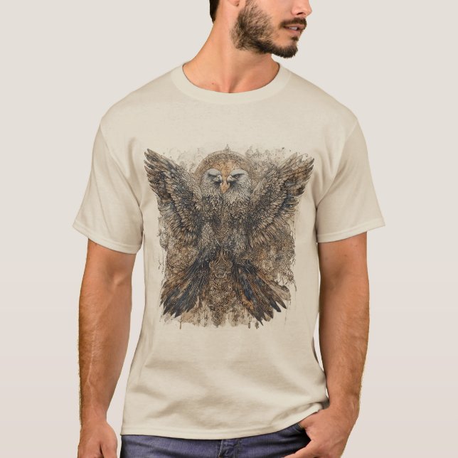 T-shirt Œuvre d'art complexe représentant deux aigles avec (Devant)