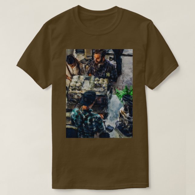 T-shirt OEuvre d'art de la boutique de café (Design devant)